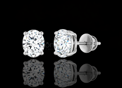 Eternal Oval Moissanite Solitaire Stud Earrings