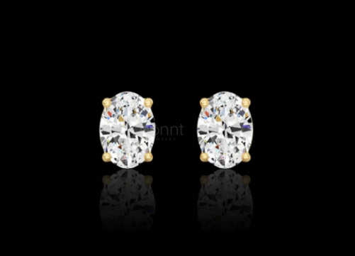 Eternal Oval Moissanite Solitaire Stud Earrings
