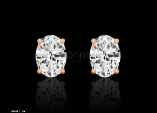 Eternal Oval Moissanite Solitaire Stud Earrings