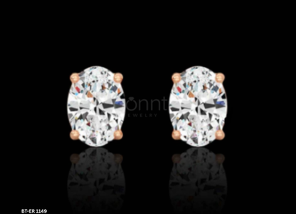 Eternal Oval Moissanite Solitaire Stud Earrings