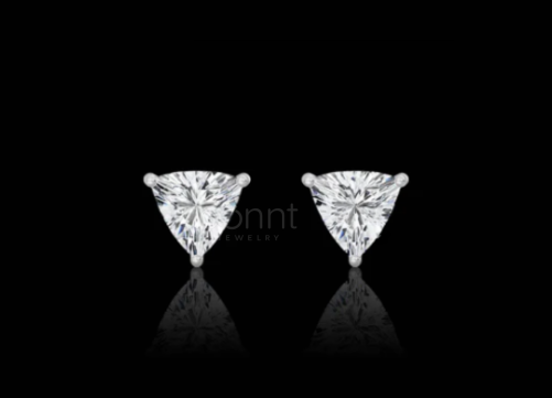 Moissanite Trillion Solitaire Stud Earrings | Exceptional Brilliance