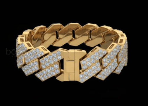 Geometric Pave Diamond Cuban Link Bracelet – Lab-Grown Diamond Shine