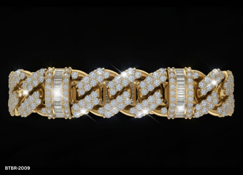 Pave & Baguette Diamond Cuban Bracelet – Lab-Grown Diamonds (EF Color, VVS/VS Clarity)