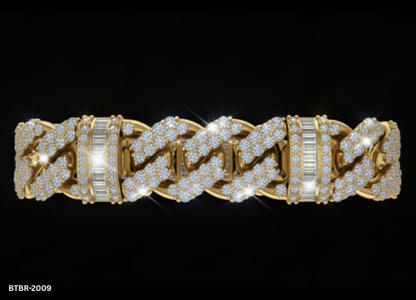 Pave & Baguette Diamond Cuban Bracelet – Lab-Grown Diamonds (EF Color, VVS/VS Clarity)