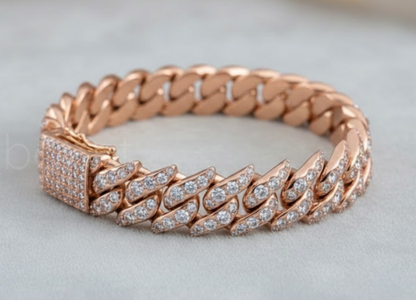 Statement Cuban Bracelet with EF Color Lab-Grown Diamonds  (EF Color, VVS/VS Clarity)