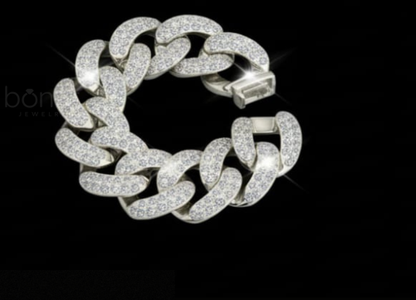 The Frostbite: Iced-Out Pave Cuban Link Bracelet D Color VVS Moissanite | Brilliant Luxury Look