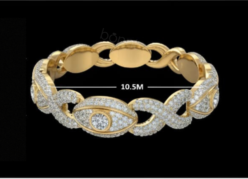 Luxurious Iced Out Evil Eye Link Cuban Style Bracelet – Lab-Grown Diamonds EF Color VVS/VS