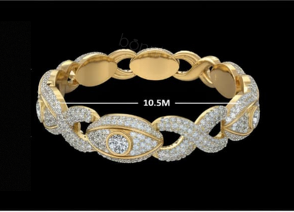 Luxurious Iced Out Evil Eye Link Cuban Style Bracelet – Lab-Grown Diamonds EF Color VVS/VS