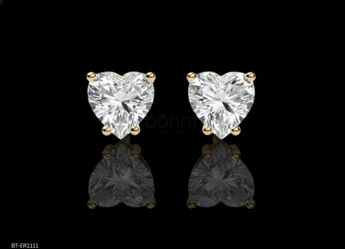 Ultimate Heart Cut Solitaire Diamond Stud Earrings – Lab Grown EF VVS/VS