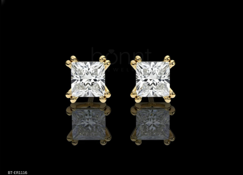 Modern Heirloom Princess Cut Lab Grown Diamond Solitaire Stud Earrings | EF VVS–VS