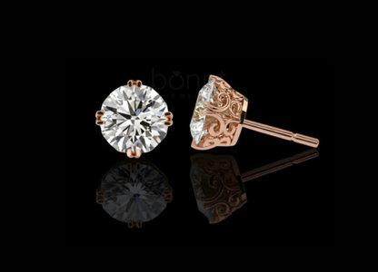 Luxury Round Solitaire Stud Earrings | D Color VVS Moissanite