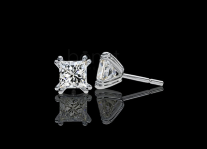 Modern Heirloom Princess Cut Lab Grown Diamond Solitaire Stud Earrings | EF VVS–VS