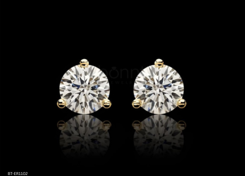 Round Brilliant Solitaire Moissanite Stud Earrings – D Color VVS Fire