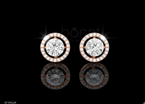 Radiant Round Lab-Grown Diamond Halo Stud Earrings