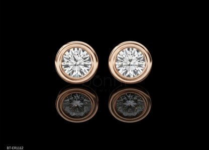 The Aurelia Bezel Solitaire – Round Brilliant Lab-Grown Diamond Stud Earrings