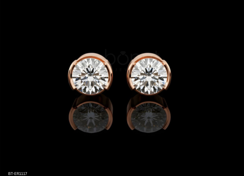 Timeless Essentials Round Cut Moissanite Diamond Bezel Solitaire Stud Earrings