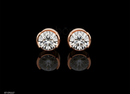 Timeless Essentials Round Cut Moissanite Diamond Bezel Solitaire Stud Earrings