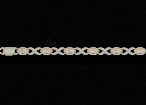 Luxurious Iced Out Evil Eye Link Cuban Style Bracelet – Lab-Grown Diamonds EF Color VVS/VS