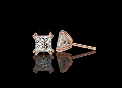 Modern Heirloom Princess Cut Lab Grown Diamond Solitaire Stud Earrings | EF VVS–VS