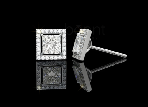 The Signature Heirloom: Princess-Cut Lab-Grown Diamond Halo Stud Earrings