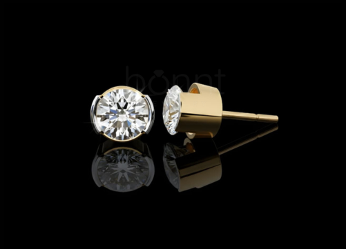 Timeless Essentials Round Cut Moissanite Diamond Bezel Solitaire Stud Earrings