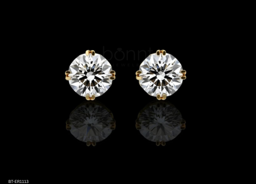Luxury Round Solitaire Stud Earrings | D Color VVS Moissanite