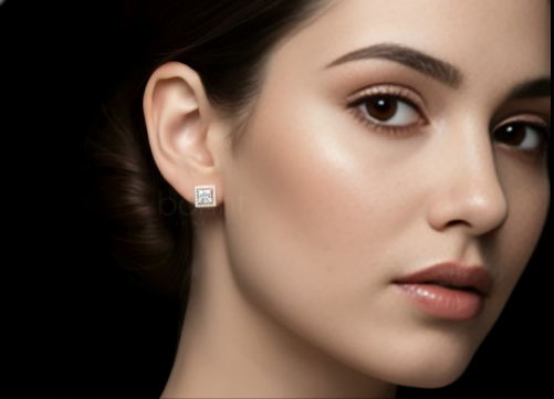 The Signature Heirloom: Princess-Cut Lab-Grown Diamond Halo Stud Earrings