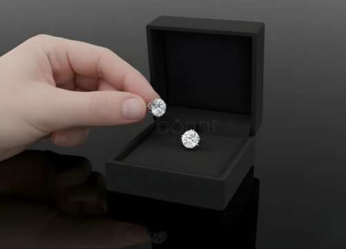 Luxury Round Solitaire Stud Earrings | D Color VVS Moissanite