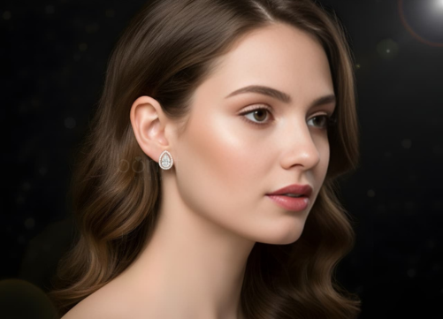 Pear-Cut Lab-Grown Diamond Halo Stud Earrings – Timeless Teardrop Elegance