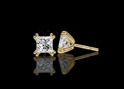 Modern Heirloom Princess Cut Lab Grown Diamond Solitaire Stud Earrings | EF VVS–VS