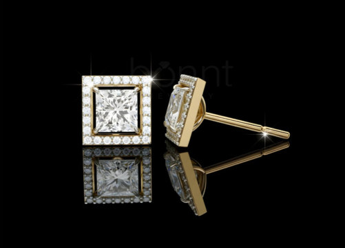 The Signature Heirloom: Princess-Cut Lab-Grown Diamond Halo Stud Earrings