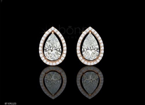 Pear-Cut Lab-Grown Diamond Halo Stud Earrings – Timeless Teardrop Elegance