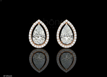 Pear-Cut Lab-Grown Diamond Halo Stud Earrings – Timeless Teardrop Elegance