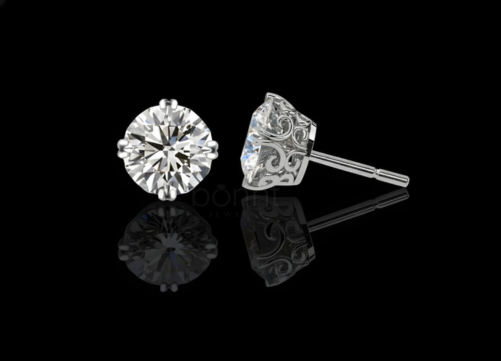Luxury Round Solitaire Stud Earrings | Lab Grown Diamond EF Color, VVS–VS Clarity