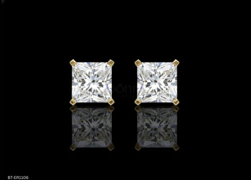 Princess Cut Solitaire Diamond Stud Earrings – Lab Grown EF VVS/VS | Bonnt