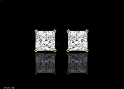 Princess Cut Solitaire Diamond Stud Earrings – Lab Grown EF VVS/VS | Bonnt