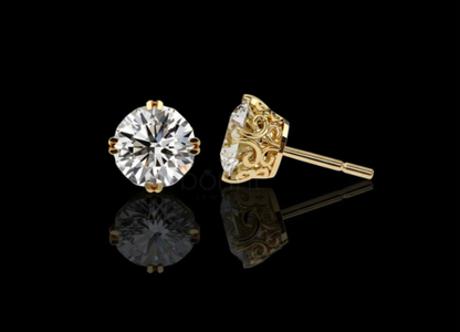Luxury Round Solitaire Stud Earrings | D Color VVS Moissanite