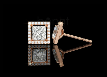 The Signature Heirloom: Princess-Cut Lab-Grown Diamond Halo Stud Earrings