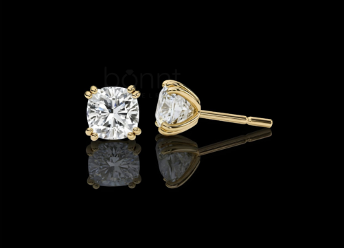 Regal Glow Ornate Gallery Diamond Stud Earrings | Lab Grown EF Color, VVS–VS Clarity