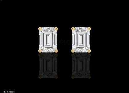 Minimalist Luxury Emerald Cut Solitaire Moissanite Stud Earrings – D Color VVS