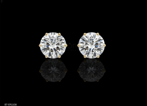 Minimalist Luxury Round Brilliant Solitaire Moissanite Stud Earrings – D Color VVS