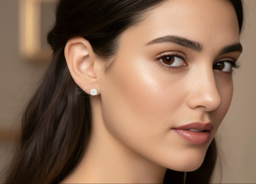 Regal Glow Ornate Gallery Diamond Stud Earrings | Lab Grown EF Color, VVS–VS Clarity