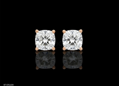 Luxury Solitaire Cushion Cut Diamond Stud Earrings – Lab Grown EF VVS/VS