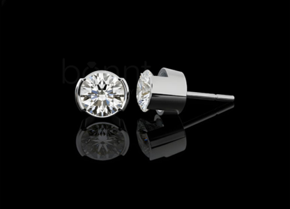 Timeless Essentials Round Cut Lab Grown Diamond Bezel Solitaire Stud Earrings