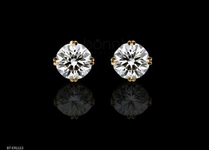 Luxury Round Solitaire Stud Earrings | Lab Grown Diamond EF Color, VVS–VS Clarity