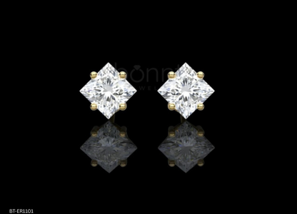 Classic Princess Cut Solitaire Diamond Stud Earrings – Lab Grown EF VVS/VS