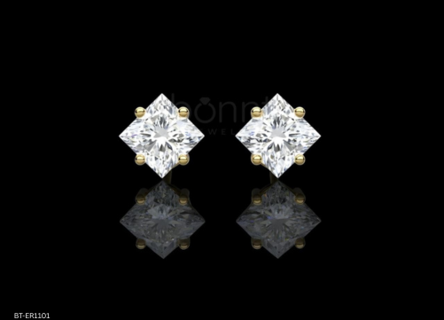 Classic Princess Cut Solitaire Diamond Stud Earrings – Lab Grown EF VVS/VS