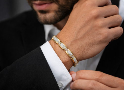 Men’s Moissanite Diamond Bracelet – D Color, VVS Clarity | Refined Brilliance