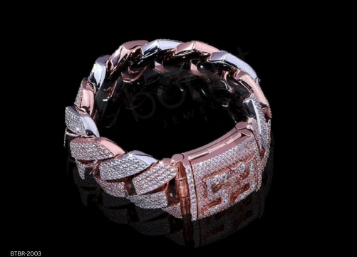 Two Tone Iced Out Cuban Link Bracelet