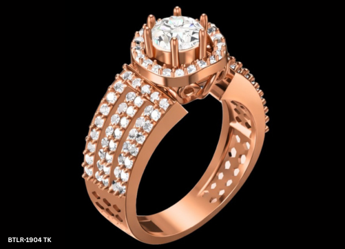 D-Color VVS Moissanite Solitaire Ring with Pavé Band